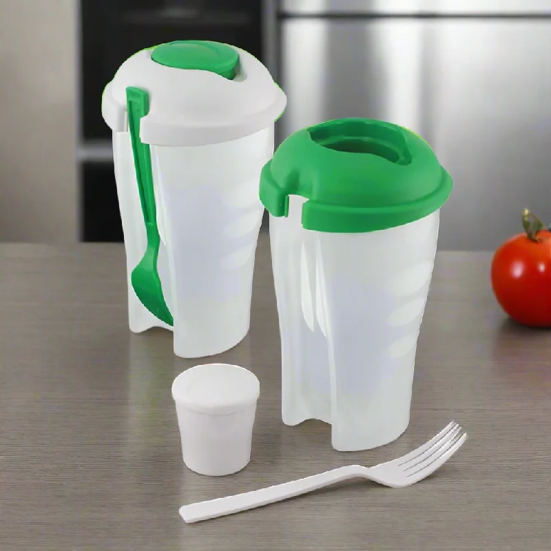 Fine Life - Salad To Go Dressing Container And Fork - 2 Sets