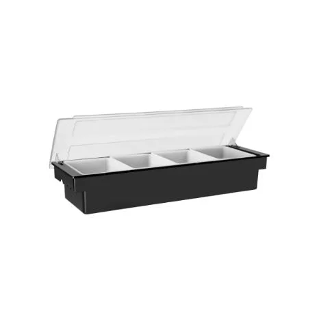 Jiwins Condiment Holder 4-compartment Black 500x160x90mm