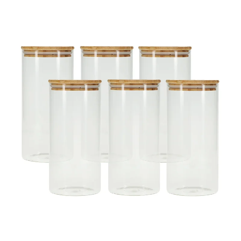 Kate's Kitchen Glass Canister with Bamboo Lid 1.25L Set of 6