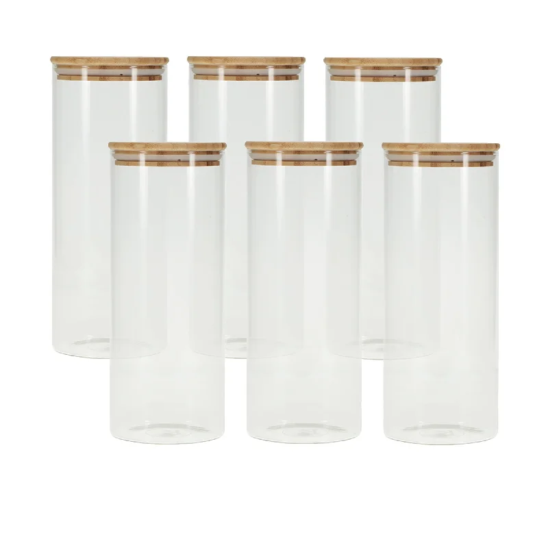 Kate's Kitchen Glass Canister with Bamboo Lid 1.5L Set of 6