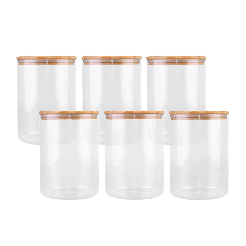 Kate's Kitchen Glass Canister with Bamboo Lid 3.5L Set of 6