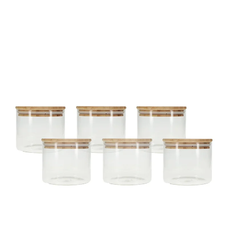 Kate's Kitchen Glass Canister with Bamboo Lid 500mL Set of 6