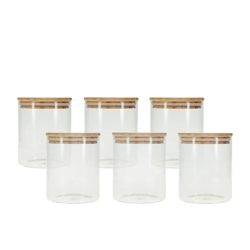 Kate's Kitchen Glass Canister with Bamboo Lid 750mL Set of 6