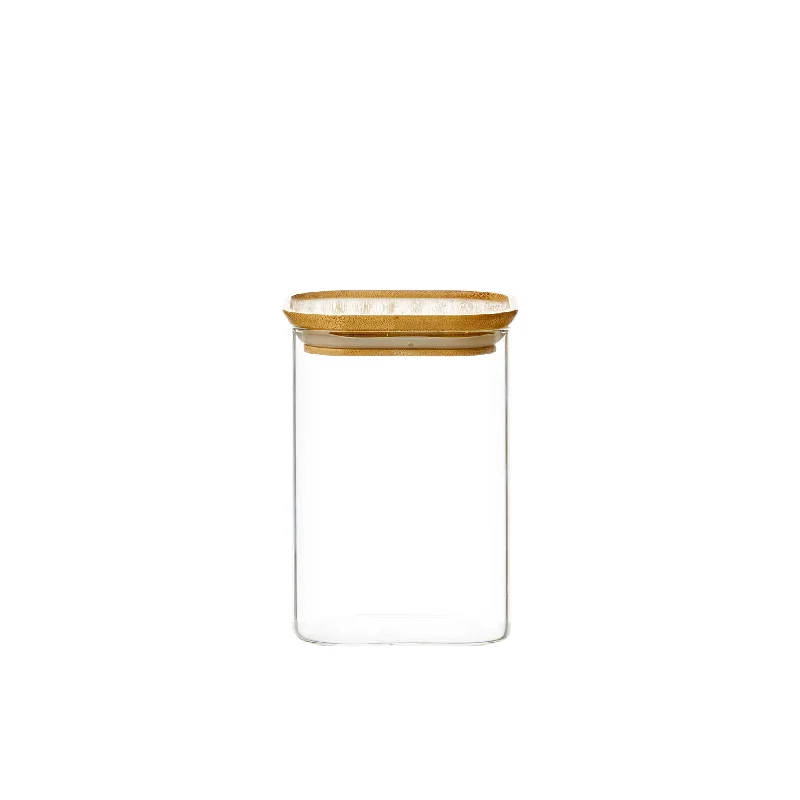 Kitchen Pro Eco Square Glass Canister with Bamboo Lid 1.1 Litre