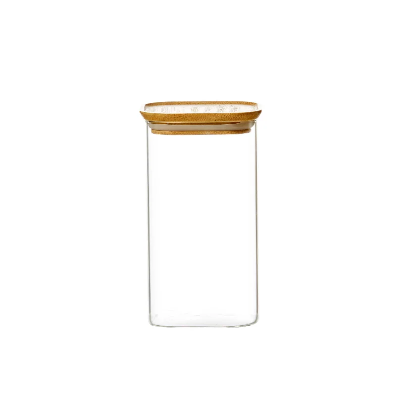 Kitchen Pro Eco Square Glass Canister with Bamboo Lid 1.5 litre