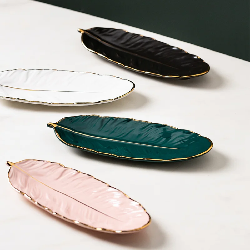 Leaf-Shaped Ceramic Serving Plates