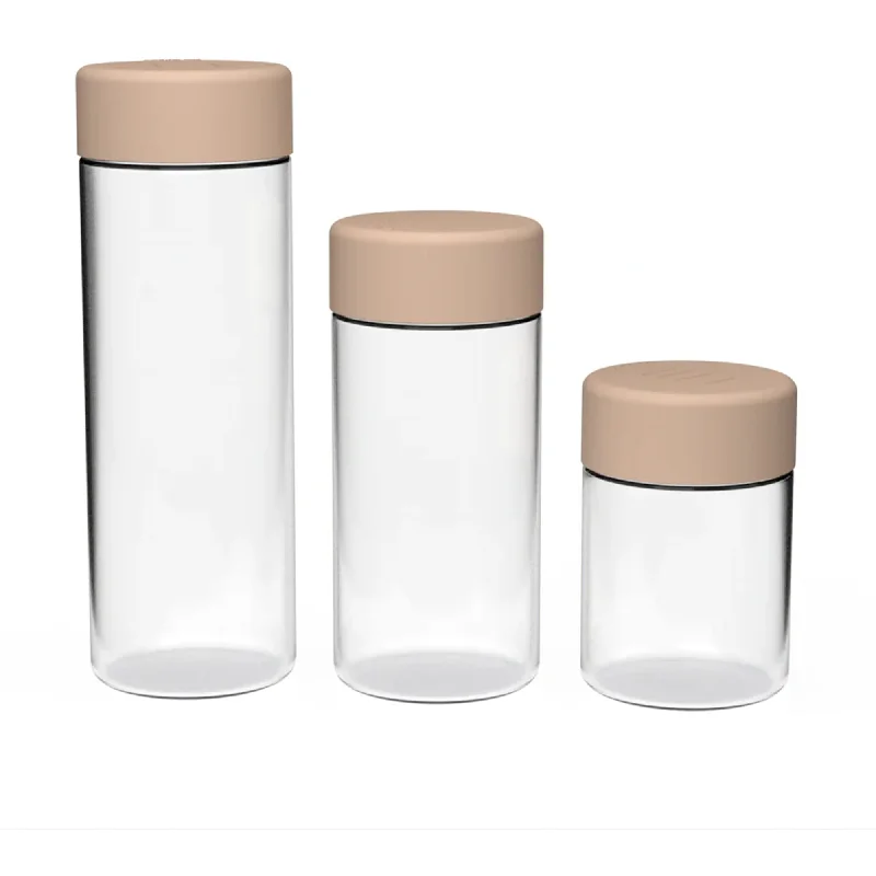 Luxey Cup Glass Pantry Canister Set 3pc Chino