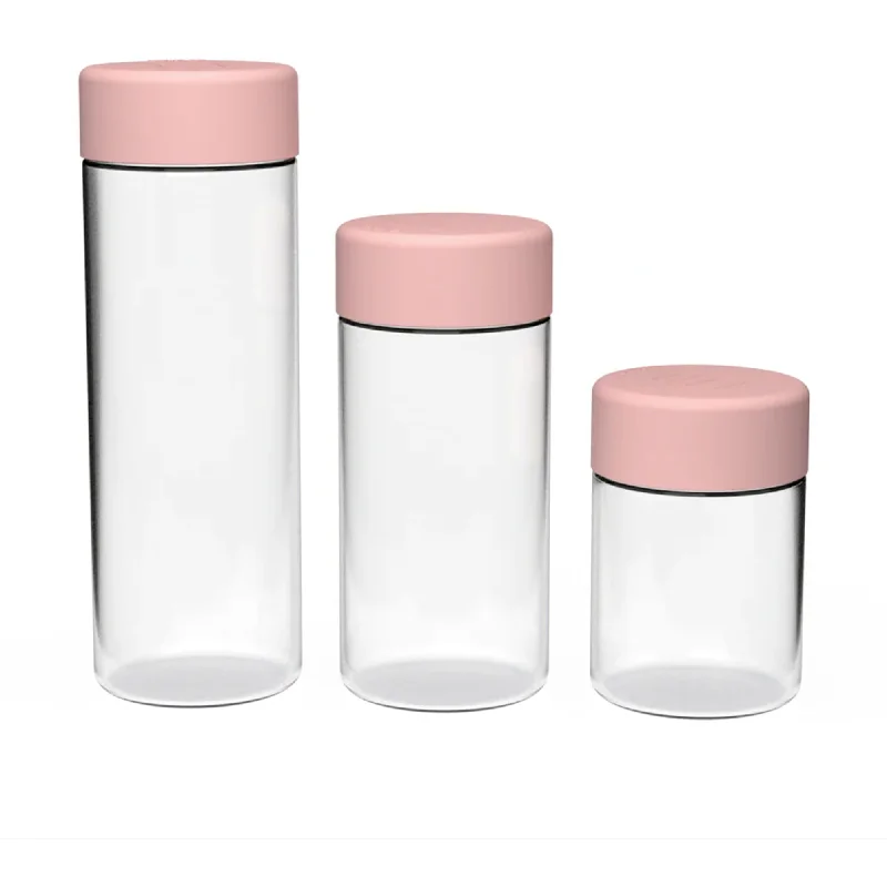 Luxey Cup Glass Pantry Canister Set 3pc Dusty Pink