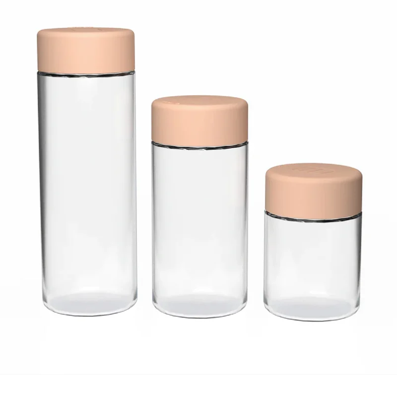 Luxey Cup Glass Pantry Canister Set 3pc Peach