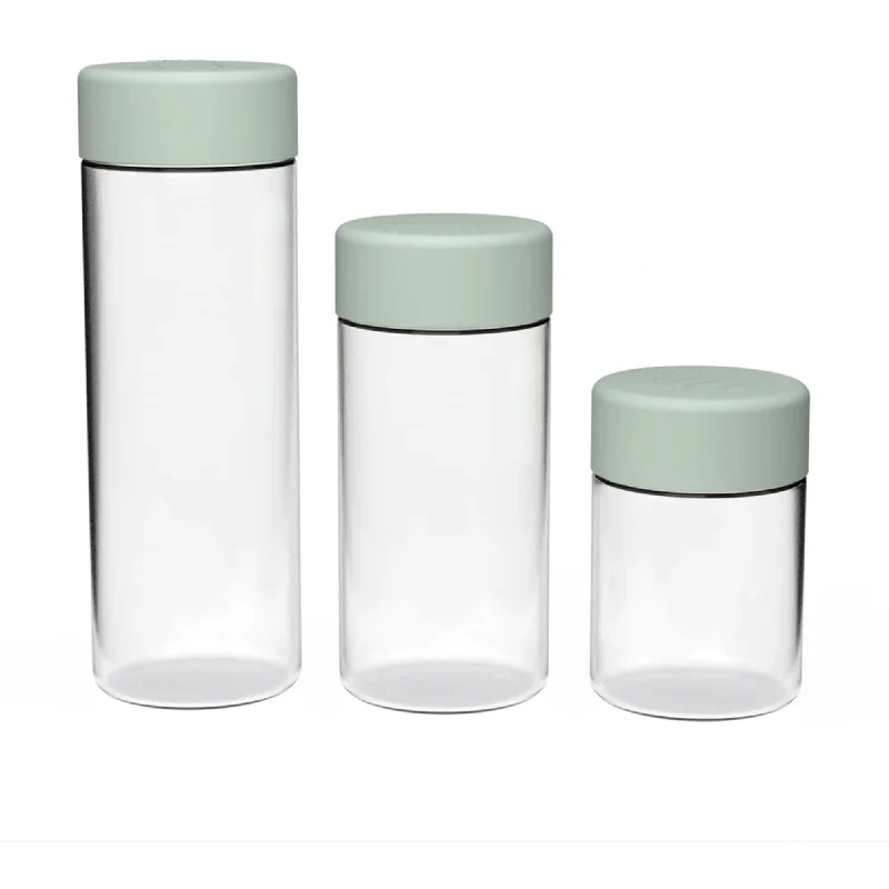 Luxey Cup Glass Pantry Canister Set 3pc Sage