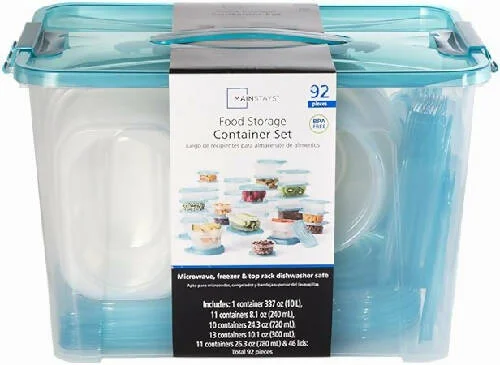 Mainstays Teal Food Storage Container Set 92 pieces