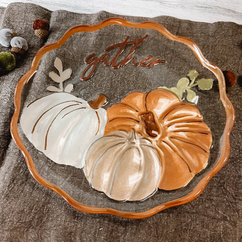 Mud Pie - Glass Ruffle Gather Platter