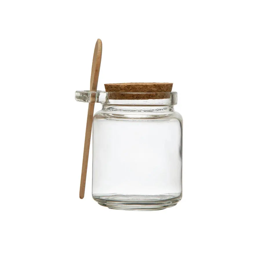 Glass Jar with Cork Lid & Wood Spoon